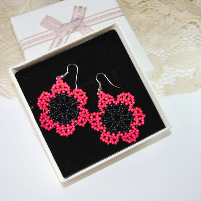 Cercei Flori Fuchsia din Mărgele [7]