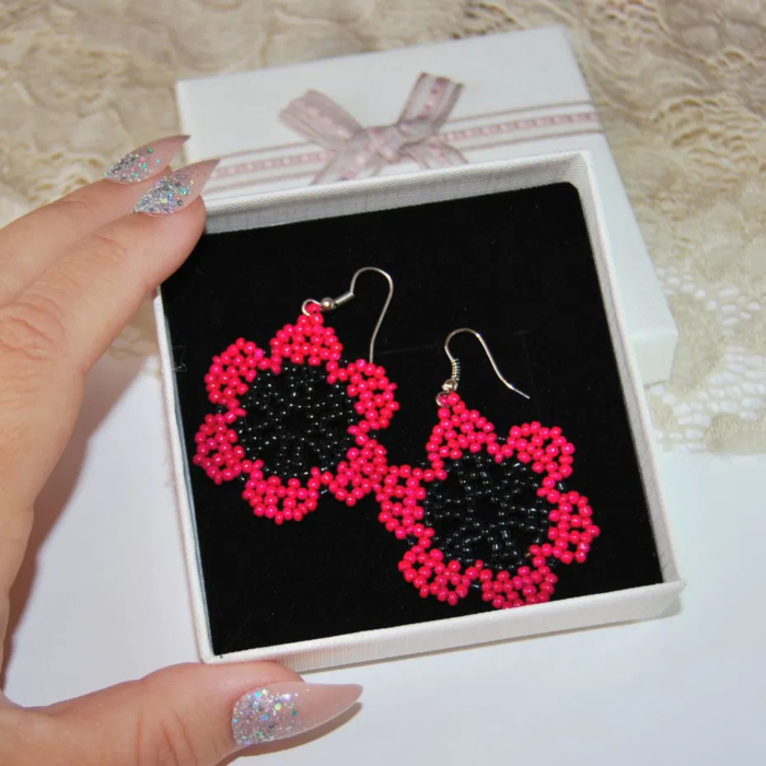 Cercei Flori Fuchsia din Mărgele [5]