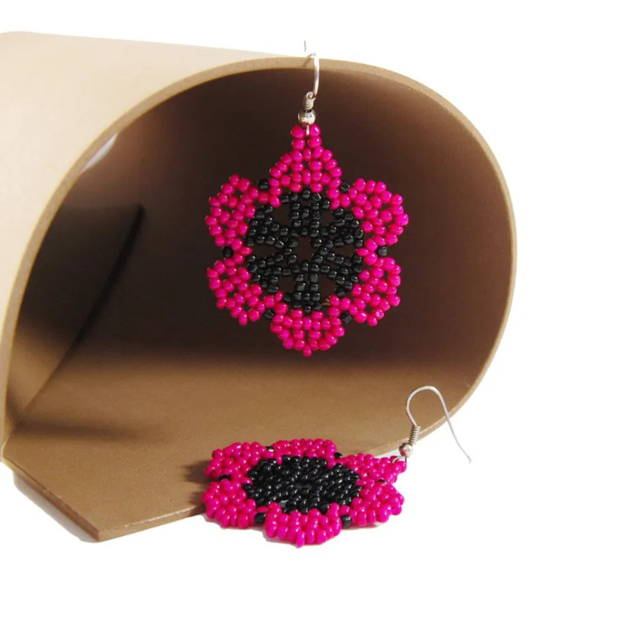 Cercei Flori Fuchsia din Mărgele [4]