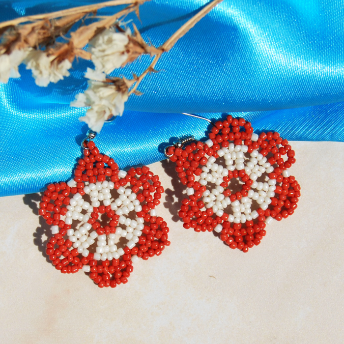 Cercei Flori Roșii din Mărgele [10]