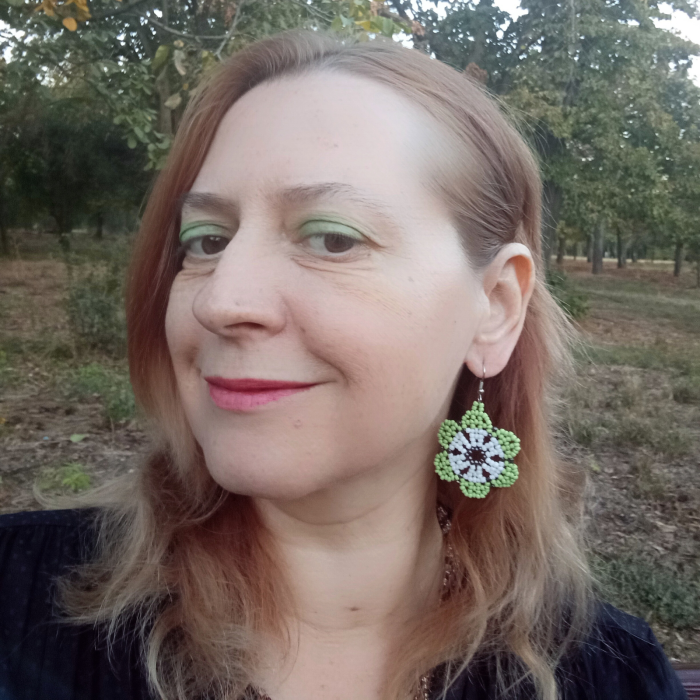 Cercei flori verzi din margele [6]