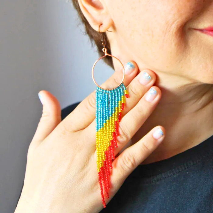 Cercei lungi cu franjuri tricolore [2]