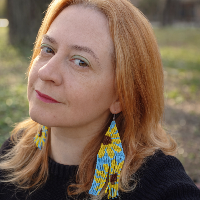 Cercei lungi din mărgele cu floarea-soarelui [12]