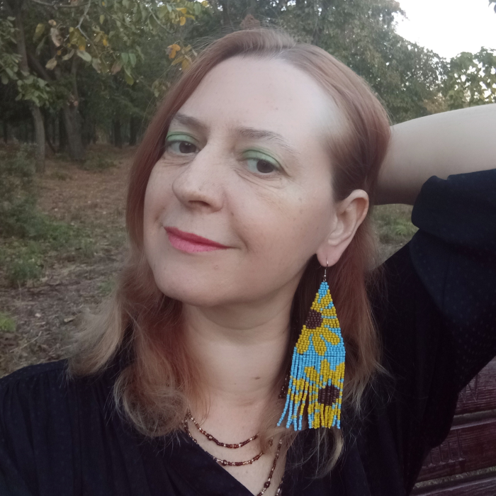 Cercei lungi din mărgele cu floarea-soarelui [5]