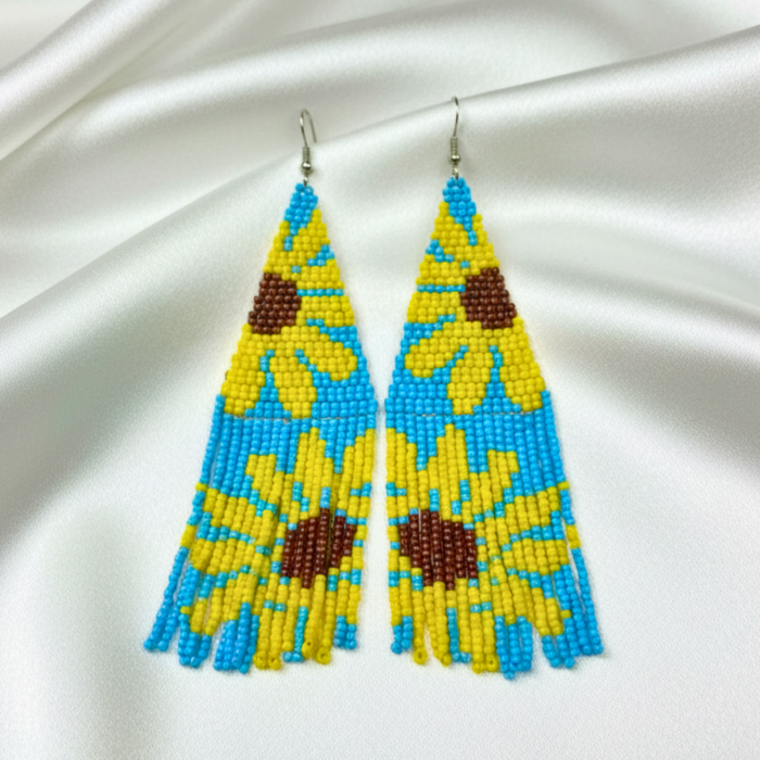 Cercei lungi din mărgele cu floarea-soarelui [2]