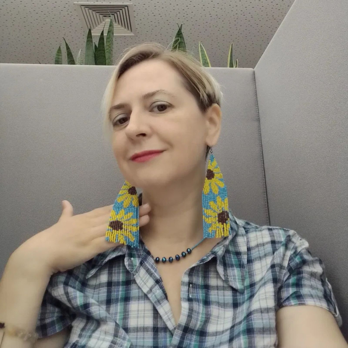 Cercei lungi din mărgele cu floarea-soarelui [7]