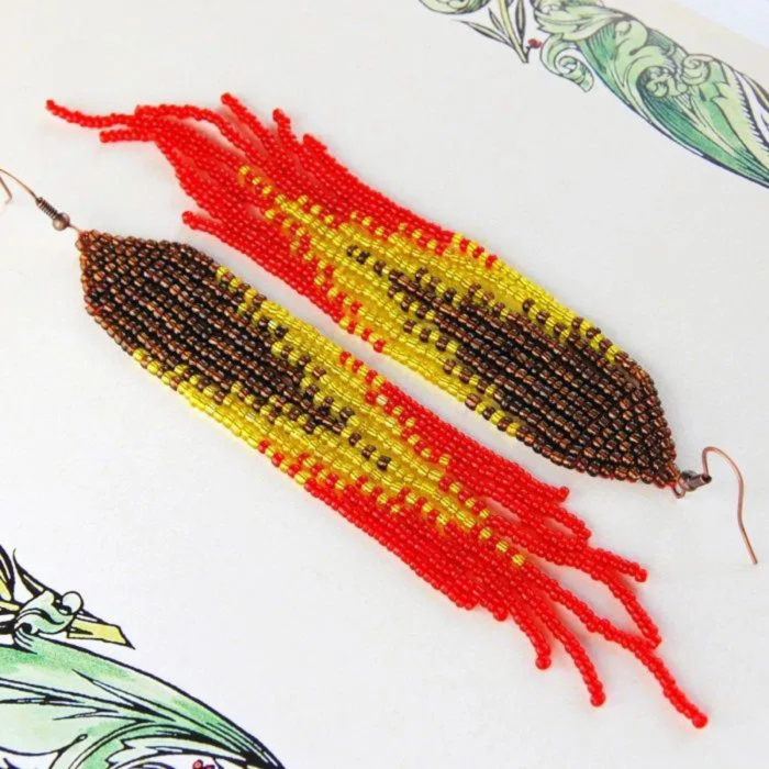 Cercei lungi margele in culorile focului [2]