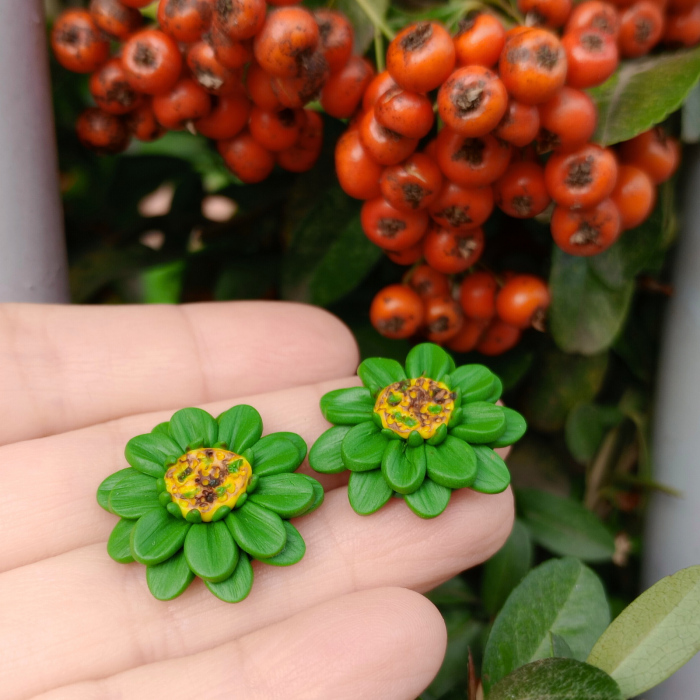 Cercei surub cu flori verzi [8]