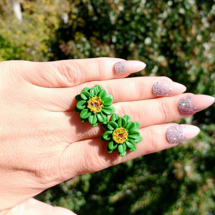 Cercei surub cu flori verzi [2]