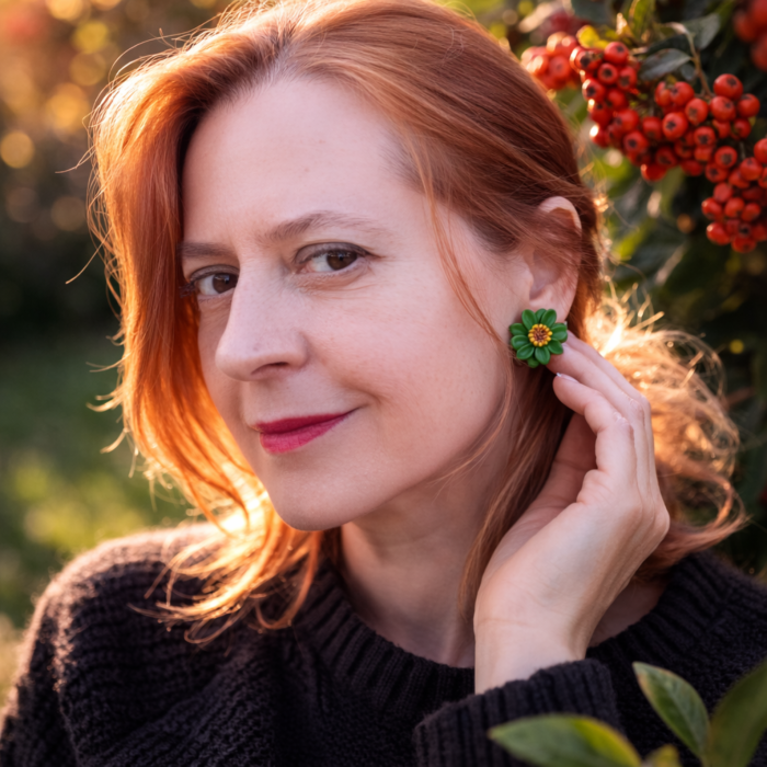 Cercei surub cu flori verzi [3]