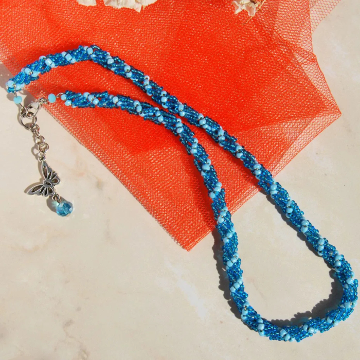 Colier Spirala Albastră din margele sticlă [8]