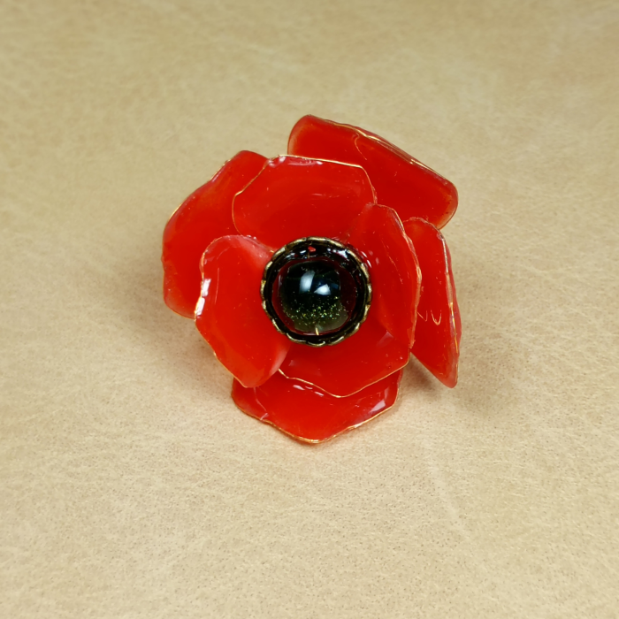 Inel floare de mac rosu [11]