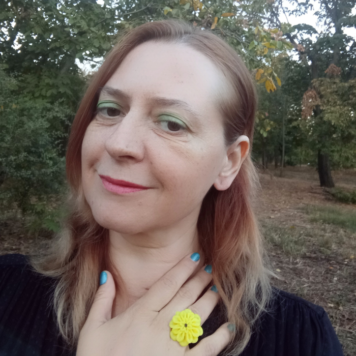 Inel reglabil cu floare dalie galbenă [9]