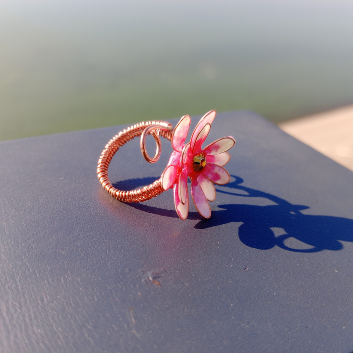 Inel reglabil Floare Roz [4]