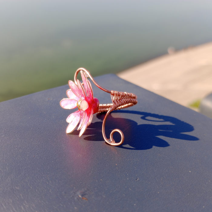 Inel reglabil Floare Roz [5]