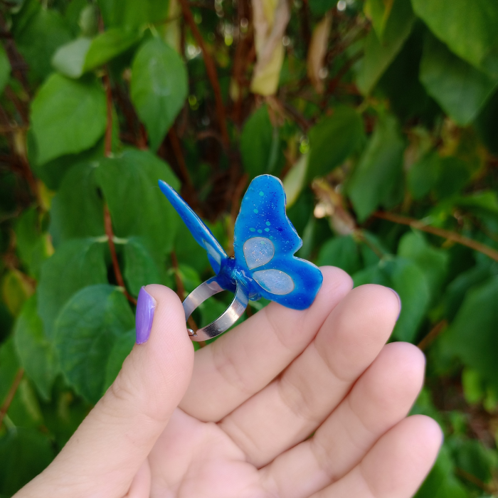 Inel reglabil Fluture Albastru rasina [13]