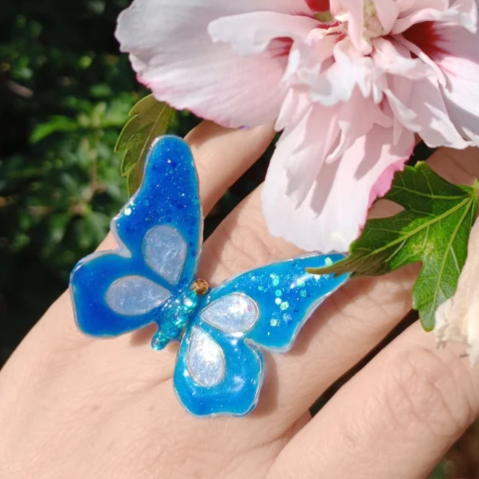 Inel reglabil Fluture Albastru rasina [4]