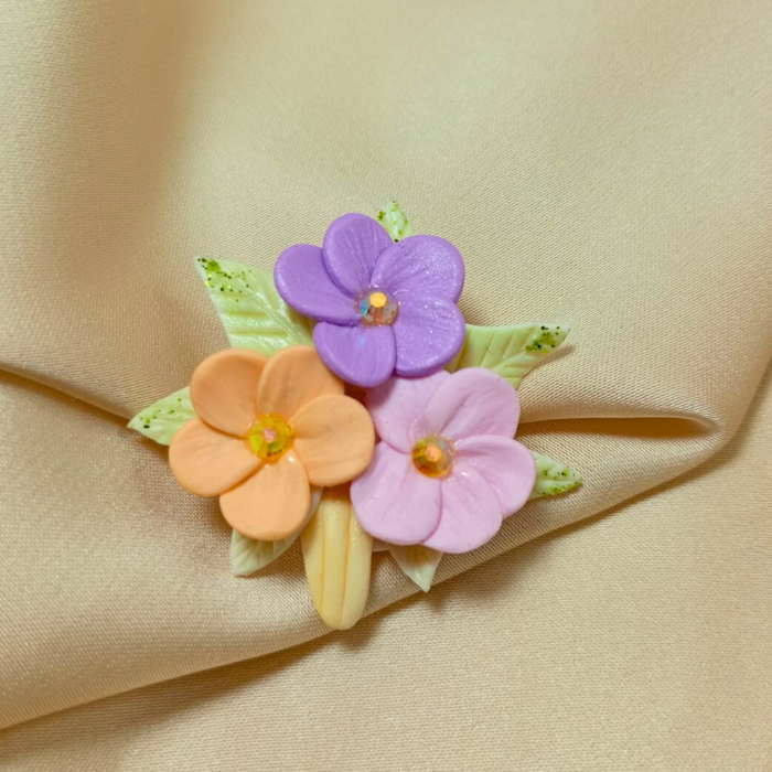 Mărțișor brosa buchet flori multicolore cu cristale [3]