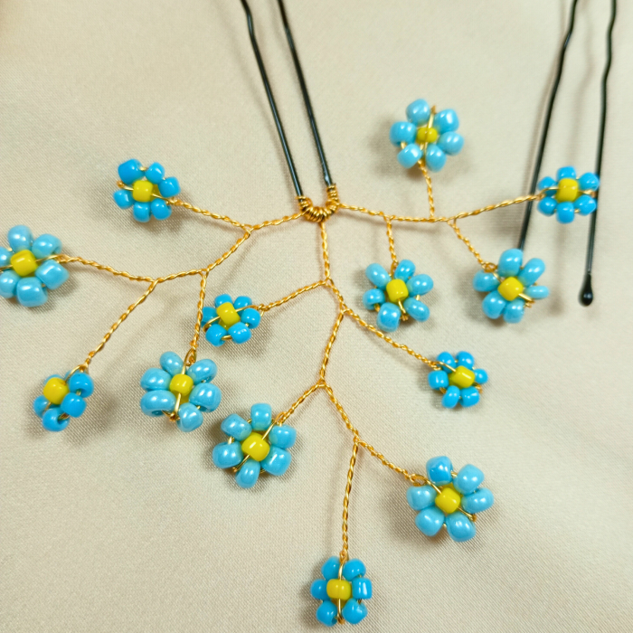 Set 4 ace de par cu floricele albastre [2]