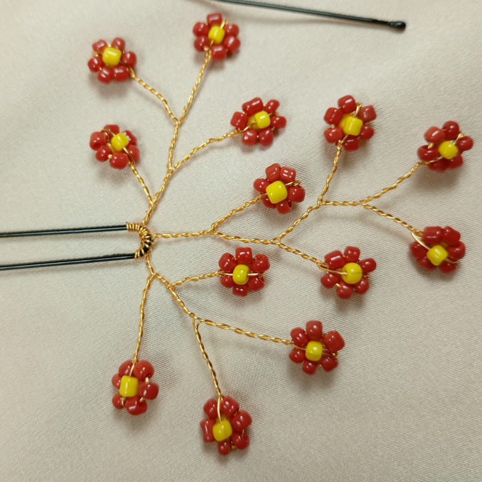 Set 4 ace de par cu floricele rosii [2]