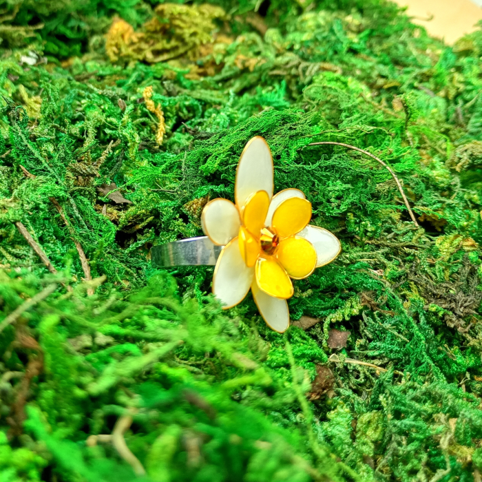 Set cercei si inel flori albe [8]