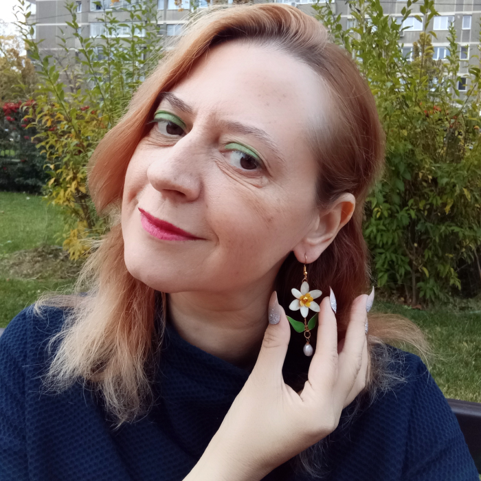 Set cercei si inel flori albe [4]