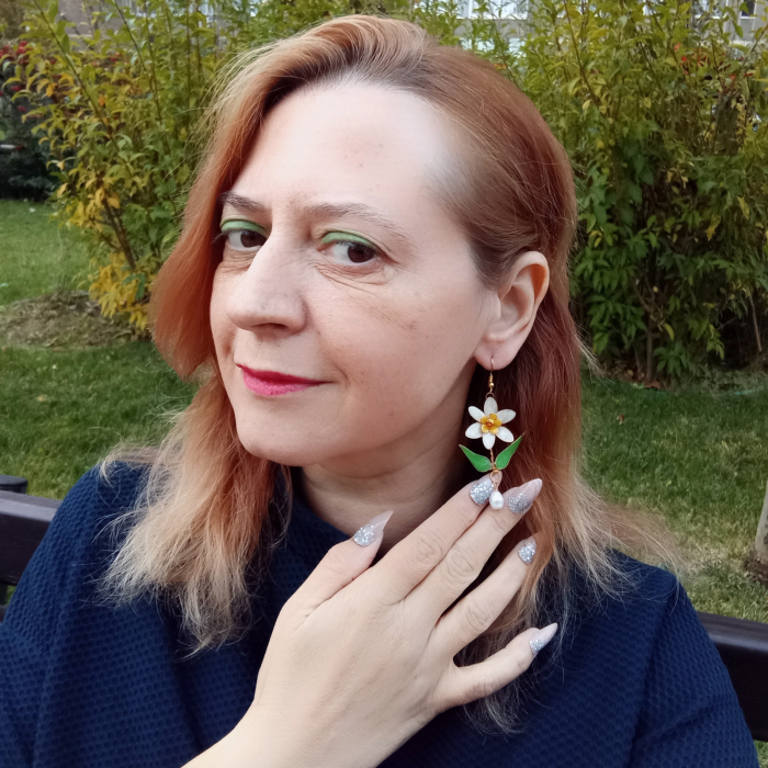 Set cercei si inel flori albe [5]