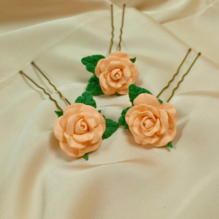 Set ace de par cu trandafiri piersica [3]