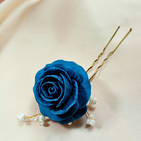 Accesorii par - Ac de par cu trandafir albastru - UNICAT