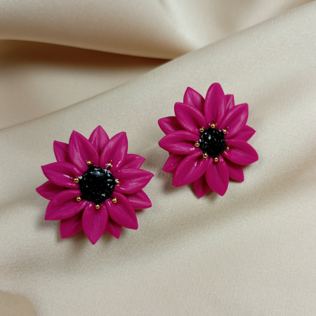 Cercei surub - Cercei surub floare fucsia