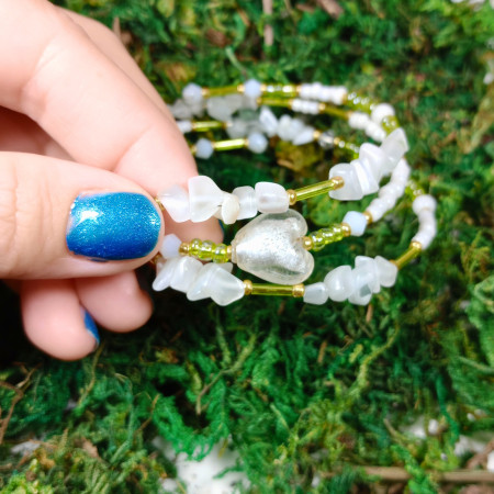 Brățară spirală handmade cu inimă Murano și Ochi de pisică alb [5]