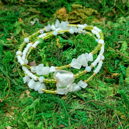Brățară spirală handmade cu inimă Murano și Ochi de pisică alb [1]