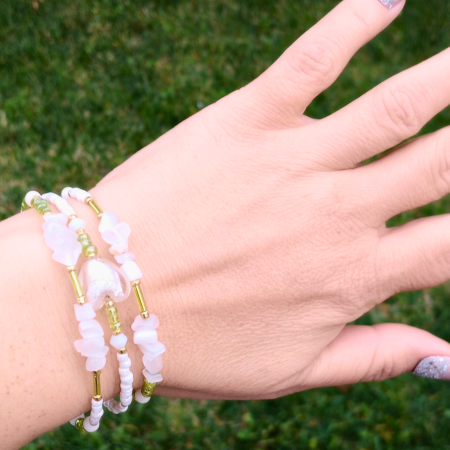 Colecția Natură - Brățară spirală handmade cu inimă Murano și Ochi de pisică alb