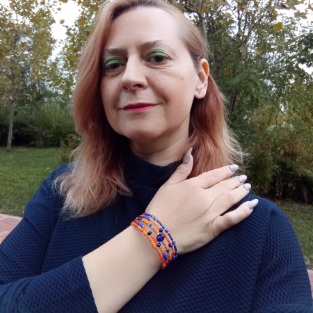 Brățară spirală portocaliu/ albastru regal [3]