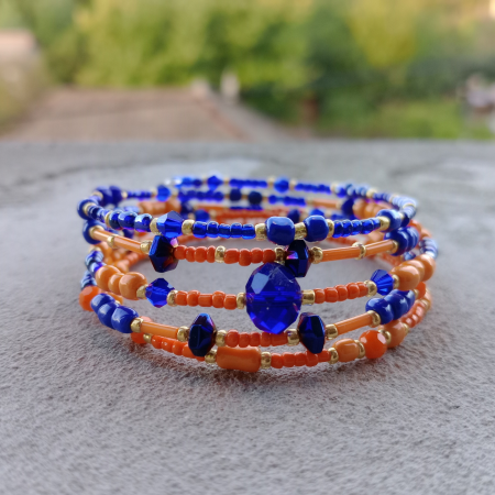 Brățară spirală portocaliu/ albastru regal [1]