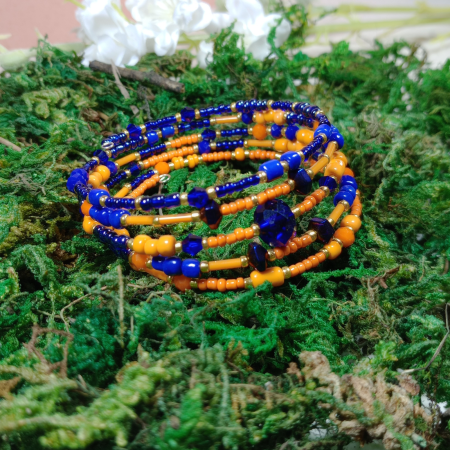 Brățară spirală portocaliu/ albastru regal [2]