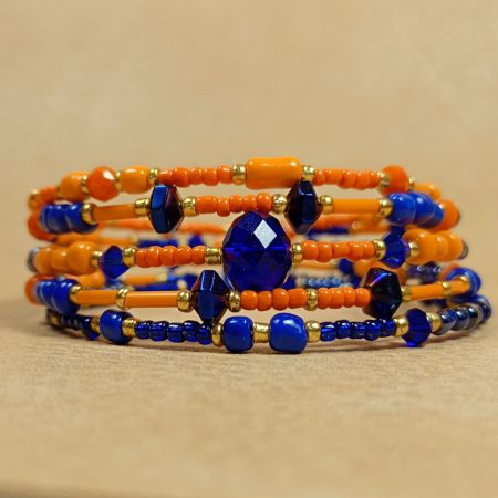 Brățară spirală portocaliu/ albastru regal [8]