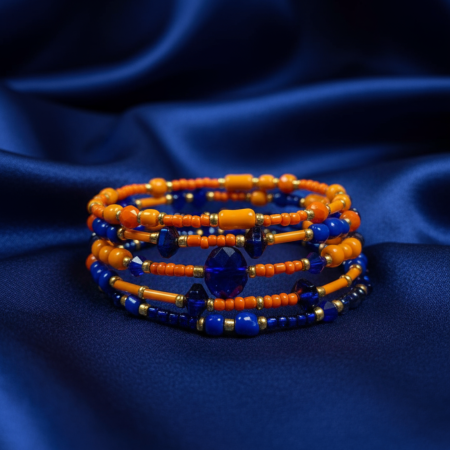 Bratari - Brățară spirală portocaliu/ albastru regal