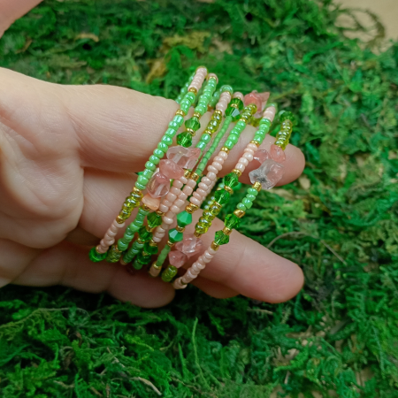 Brățară spirală verde/roz [2]