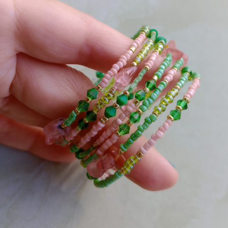 Brățară spirală verde/roz [5]