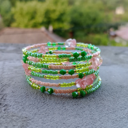 Brățară spirală verde/roz [7]