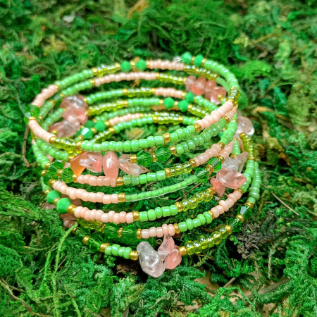 Brățară spirală verde/roz [1]