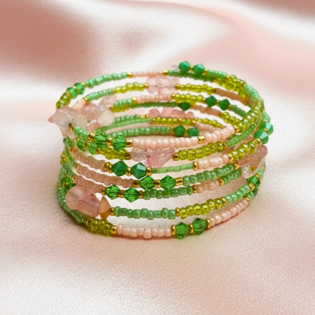 Bratari - Brățară spirală verde/roz