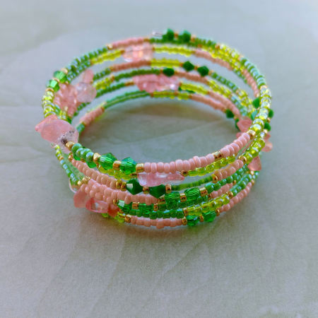 Brățară spirală verde/roz [4]
