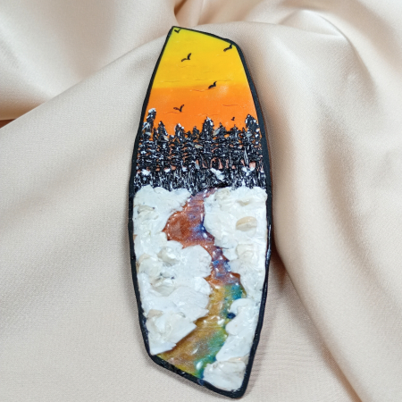 Brose - Brosa peisaj de iarna - artă purtabilă