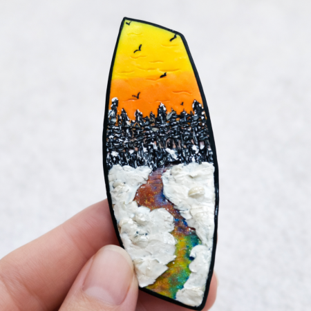 Brose - Brosa peisaj de iarna - artă purtabilă