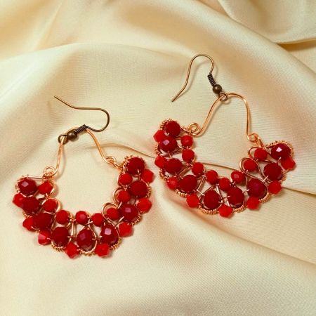 Cercei cu tortiță - Cercei candelabru statement roșii