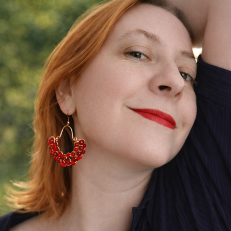 Cercei - Cercei candelabru statement roșii