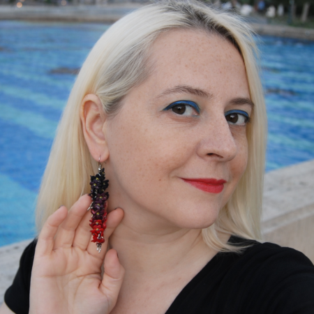 Cercei ciorchine de flori, rosu /negru [10]