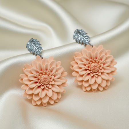 Cercei surub - Cercei Crizanteme Peach